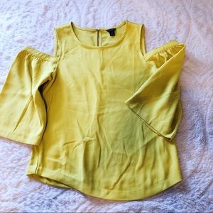 Ann Taylor Cut Out Shoulder Yellow Top
